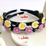 تل گل سفید و بنفش پلاستیکی